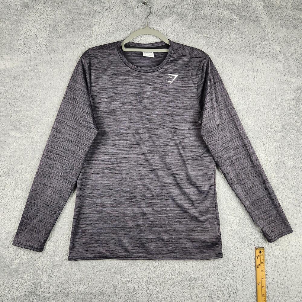 Gymshark Shirt Mens Medium Gray Long Sleeve Performance Athletic Training Mesh